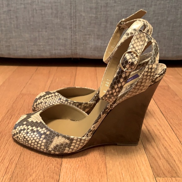 Ralph Lauren Purple Label Snake-skin Wedges - Picture 4 of 7